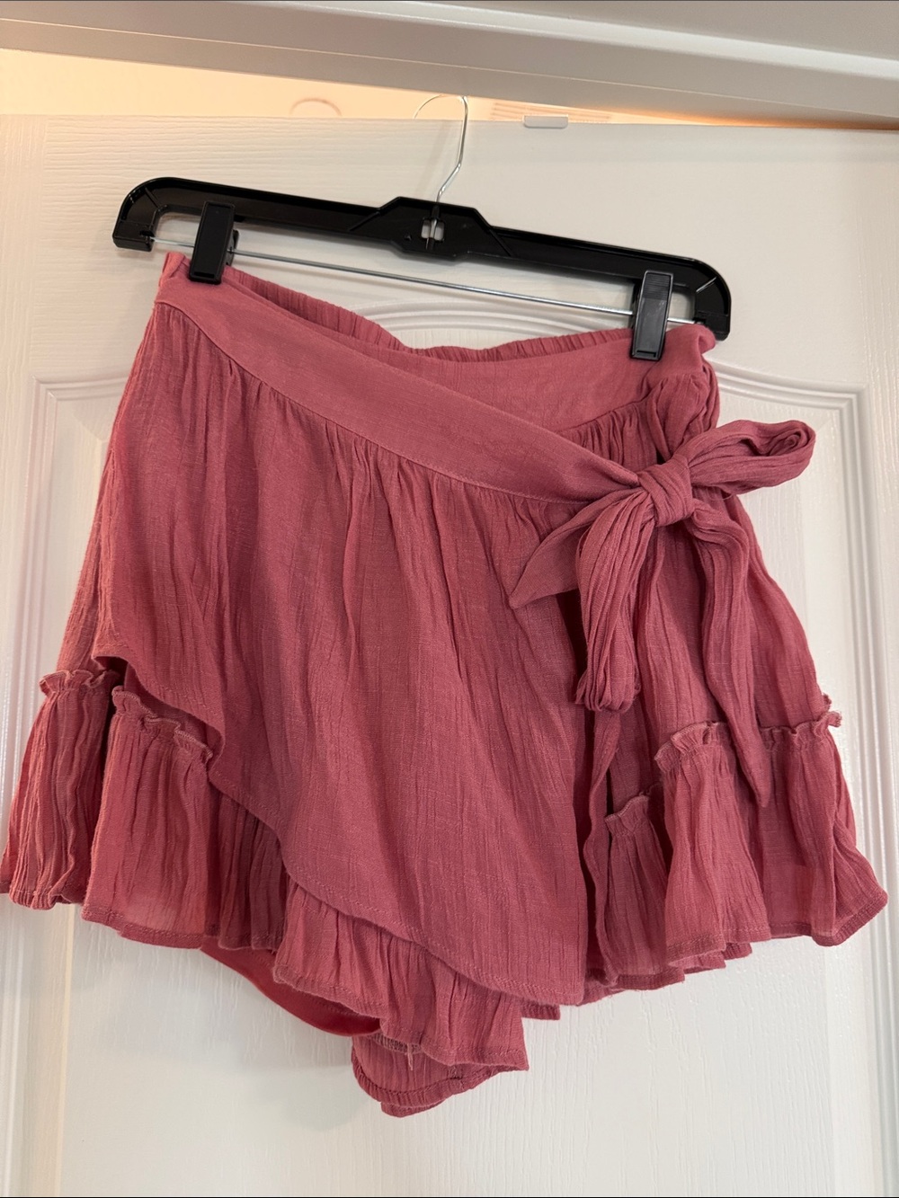 Listicle Dusty Rose Ruffle Wrap Skirt with Side Tie